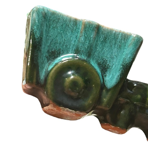 Vintage Blue Studio Pottery Horse & Wagon miniature planter or Toothpick Holder - Picture 6 of 7